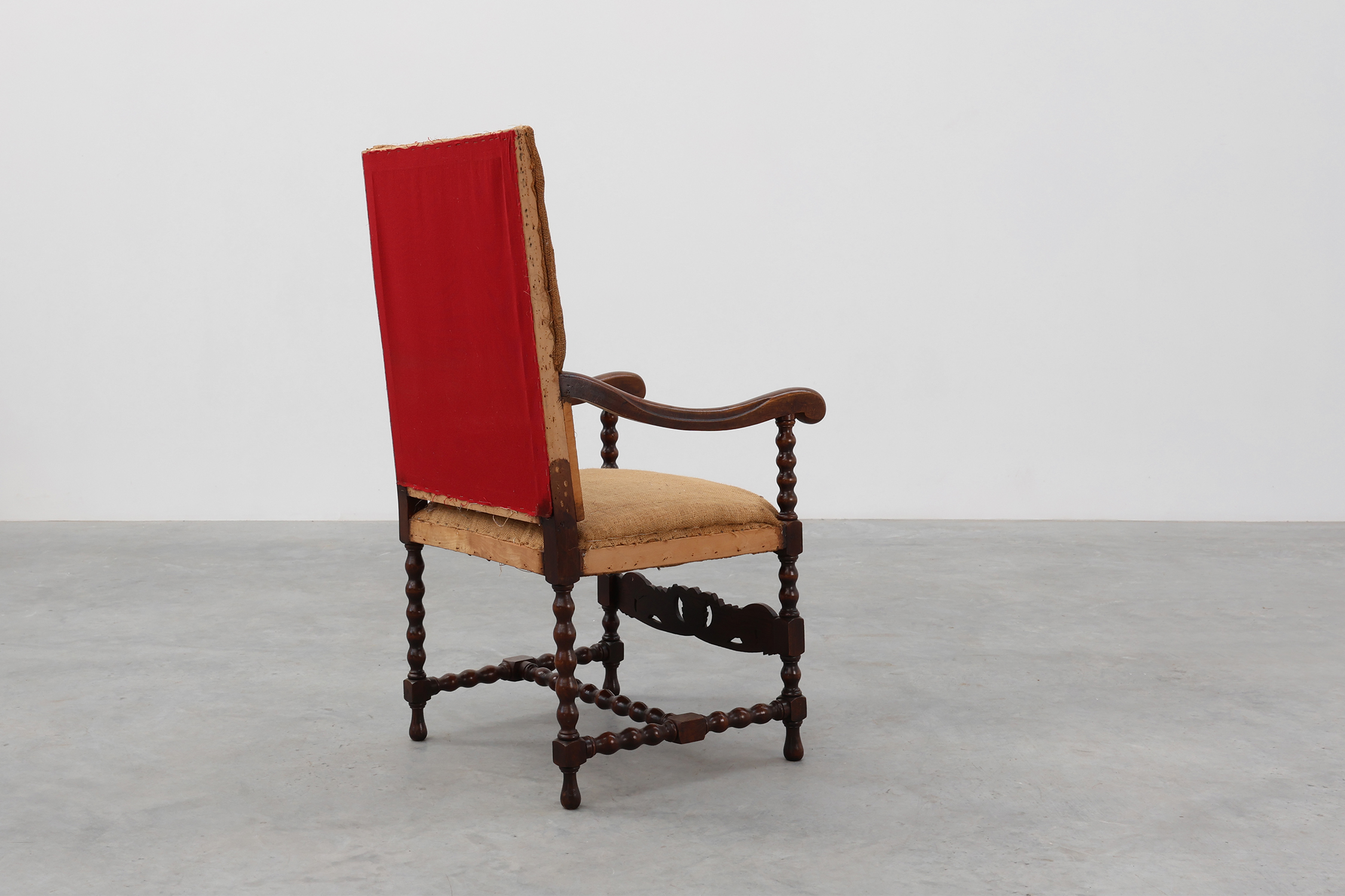 18th-Century Belgian Baroque Armchair in Wood and Leather, Louis XIV Periodthumbnail